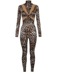 Elisabetta Franchi - Leopard-Print Cut-Out Jumpsuit - Lyst