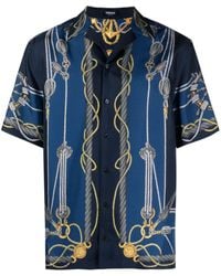 Versace - Short-sleeve Brand-print Regular-fit Silk Shirt - Lyst