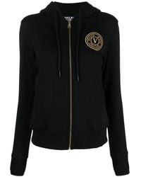 Versace Jeans Couture - Zip-Up Sweatshirt With Embroidered Logo - Lyst