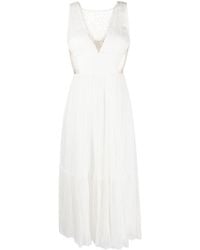Nissa - Crystal-embellished Pleated Silk Dress - Lyst