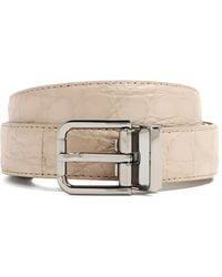 Dolce & Gabbana - Crocodile-Effect Buckle Leather Belt - Lyst