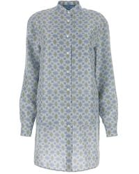 Prada - Printed Silk Shirt Dress - Lyst