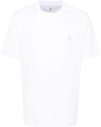 Brunello Cucinelli - T-Shirt mit Logo-Stickerei - Lyst