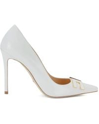 Elisabetta Franchi - Leather Pumps With Logo Detail - Lyst