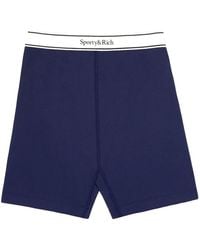 Sporty & Rich - Serif Logo-Waistband Shorts - Lyst