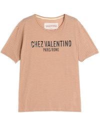 Valentino Garavani - Chez-Print Striped T-Shirt - Lyst