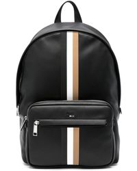 BOSS - Faux-leather backpack with monogram print