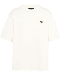 Prada - T-shirt en coton à logo triangulaire - Lyst