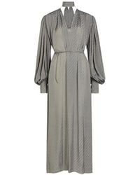Calvin Klein - Stripe-Pattern Pleated-Sleeve Midi Dress - Lyst