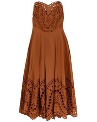Charo Ruiz - Broderie-Anglaise Strapless Midi Dress - Lyst