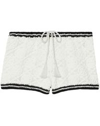 Tory Burch - Pointelle Knitted Cotton Shorts - Lyst
