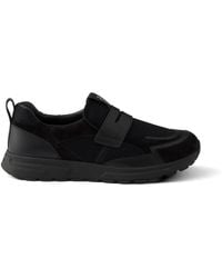 Prada - Prax Mesh Fabric And Leather Loafers - Lyst