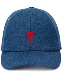 Ami Paris - Blue Denim Baseball Cap - Lyst