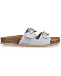 Love Moschino - Heart-Buckle Suede Sandals - Lyst