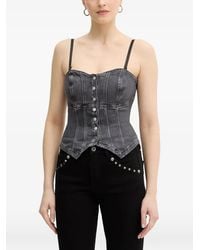 Guess - Cecile Button Denim Corset Top - Lyst