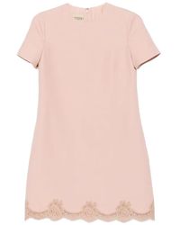 Valentino Garavani - Crew Neck Lace-Trim Mini Dress - Lyst