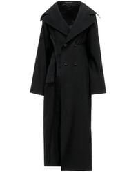 Yohji Yamamoto - Double-Breasted Layered-Detail Coat - Lyst