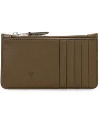 Ami Paris - Zipped Cowhide Leather Card Holder With Ami De Coeur - Lyst