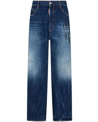 DSquared² - Icon-print High-rise Straight-leg Jeans - Lyst