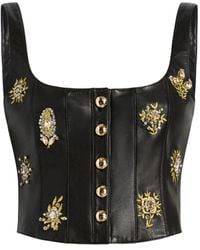 Cinq À Sept - Embellished Buttoned Leather Top - Lyst