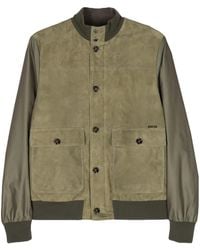 Moorer - Contrast-Panel Suede Bomber Jacket - Lyst