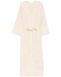 Panicale - V-Neck Belt Midi Dress - Lyst