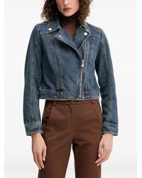 Morgan - Giacca Denim Asimmetrica Con Zip - Lyst