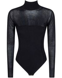 Elisabetta Franchi - Sheer-Panel High-Neck Bodysuit - Lyst