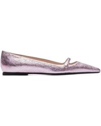 N°21 - Metallic Leather Ballerina Shoes - Lyst