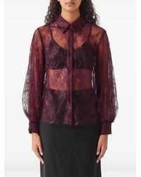 Nenette - Feb Floral-Lace Balloon-Sleeve Shirt - Lyst