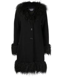 Boutique Moschino - Single-breasted Fur-trimmed Coat - Lyst