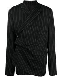 Martine Rose - Pinstriped Wool-Blend Wrap Blazer - Lyst