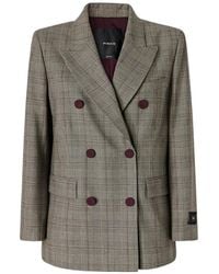 Pinko - Check Double-Breasted Blazer - Lyst