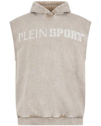 Philipp Plein - Crackle-Effect Sleeveless Hoodie - Lyst