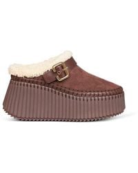 Chloé - Mules Nama En Peau Lainée À Boucle - Lyst