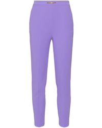 Elisabetta Franchi - Logo-plaque Crepe Tapered Trousers - Lyst