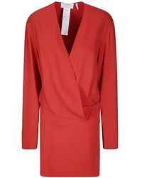 Sportmax - Wrap-Style Long-Sleeve Mini Dress - Lyst