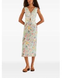 FARM Rio - Rendeira 3D Bodice Euroflax Premium Linen Midi Dress - Lyst