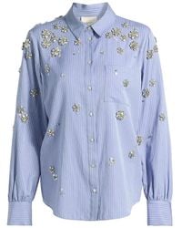 Cinq À Sept - Lola Striped Flower-Embellished Shirt - Lyst