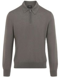 Brioni - Quarter-Zip Wool Polo Shirt - Lyst