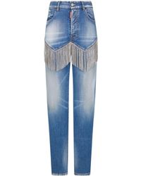 DSquared² - Slim-cut Rhinestone-fringe Jeans - Lyst