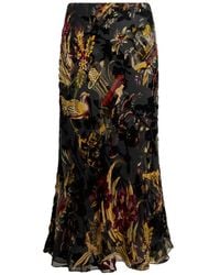 Etro - Silk-Blend Burnout Velvet Midi Skirt With Flower And Animal Motif - Lyst