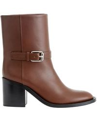 Burberry - Buckle-Detail Leather Ankle Boots - Lyst