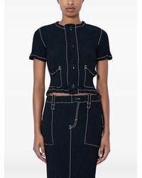 Issey Miyake - Wavelet Crinkle-Textured Contrast-Stitch Top - Lyst
