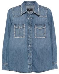 7 For All Mankind - Stud-Embellished Denim Shirt - Lyst