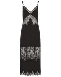 Pinko - Midi Slip Dress With Lace Bands - Lyst