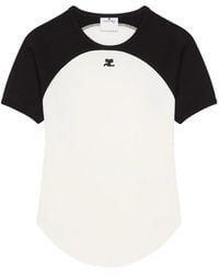 Courreges - Contrast-Design Short-Sleeved Top With Logo Detail - Lyst