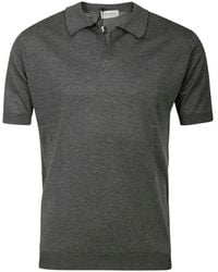 John Smedley - V-Neck Short-Sleeve Polo Shirt - Lyst
