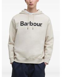 Barbour - Logo-Print Cotton Hoodie - Lyst