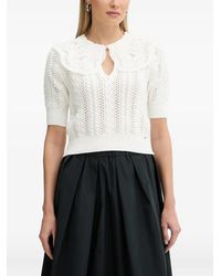 Fracomina - Broderie-Anglaise Cable-Knit Sweater - Lyst